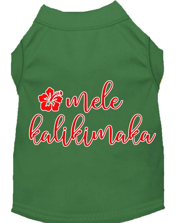 Mele Kalikimaka Screen Print Dog Shirt Green XS